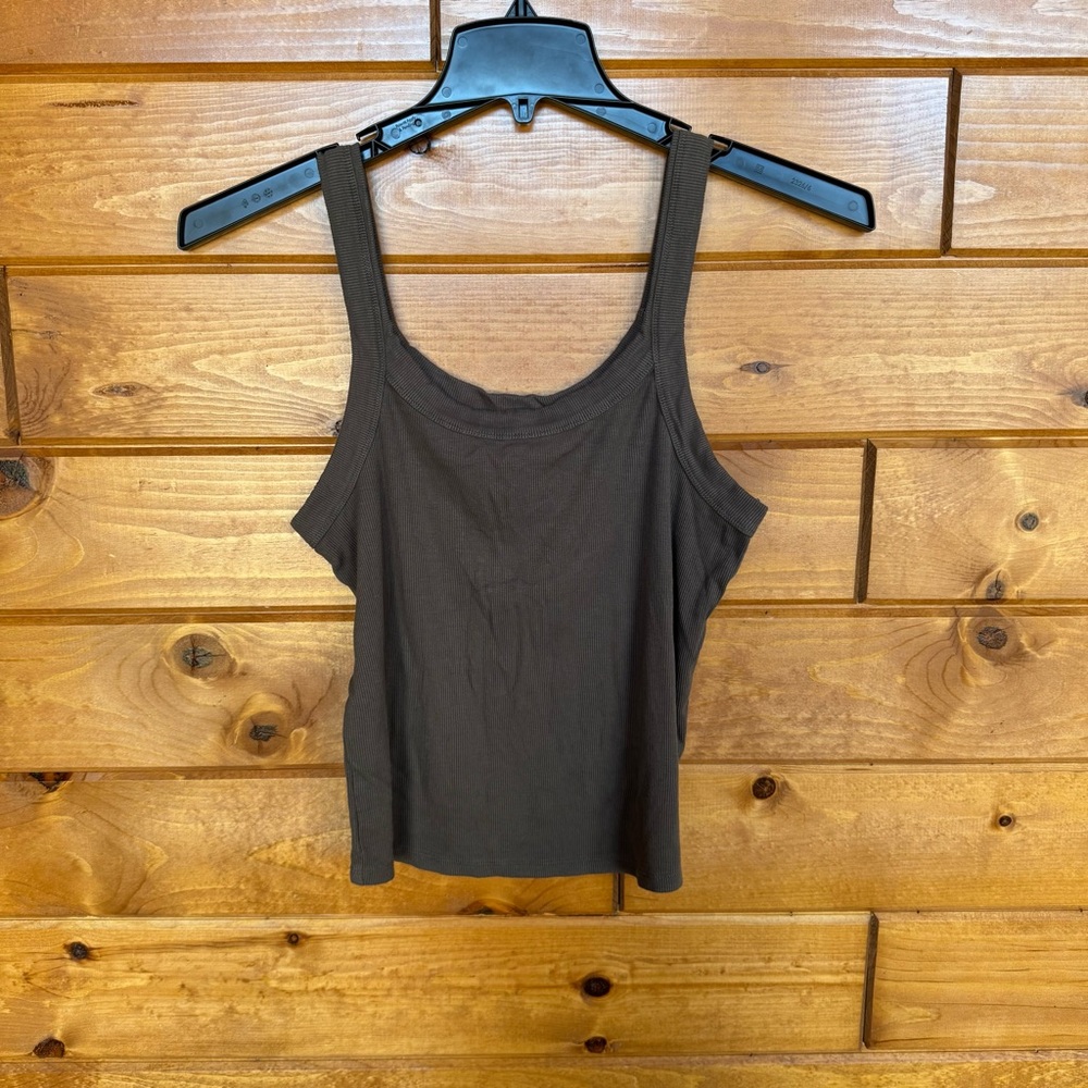 Wild Fable Brown Fitted Crop Tank Top